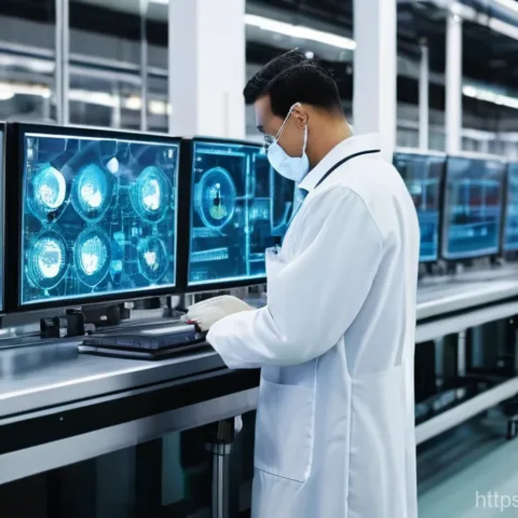 보안관제센터 관련 산업별 보안 요구사항 - **Prompt:** A futuristic, highly secure smart factory floor. Automated robotic arms are assembling p...
