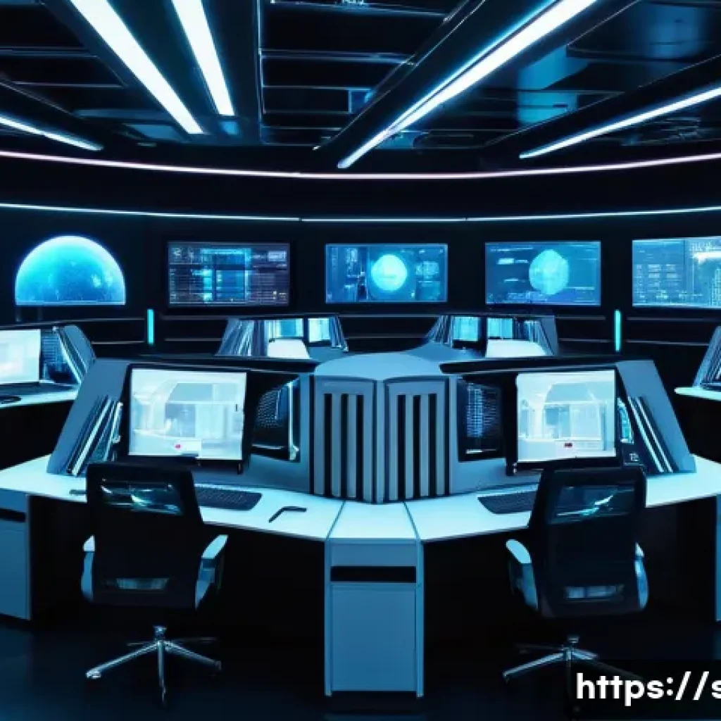 보안관제센터의 비상 대응 절차 - **Image Prompt 1: "A futuristic cyber security control center operating 24/